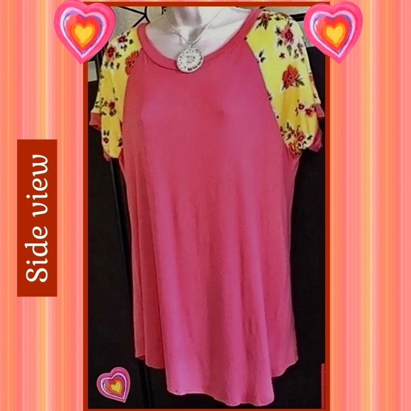 COOL MELON NWOT XL CORAL/YELLOW FLORAL TSHIRT CASUAL COTTAGECORE LIGHTWEIGHT - Picture 6 of 11